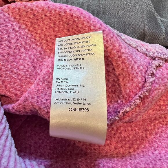 Free People Moon Flower Corduroy Mini Dress Size Medium Pink Puff Sleeve - Picture 9 of 12